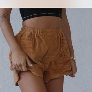 Heavy Manners High Waist Corduroy Shorts - Tan